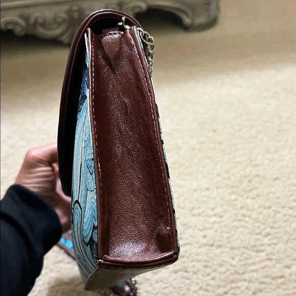 Pineda Covalin Blue and Brown Floral Crossbody Bag - Picture 6 of 8